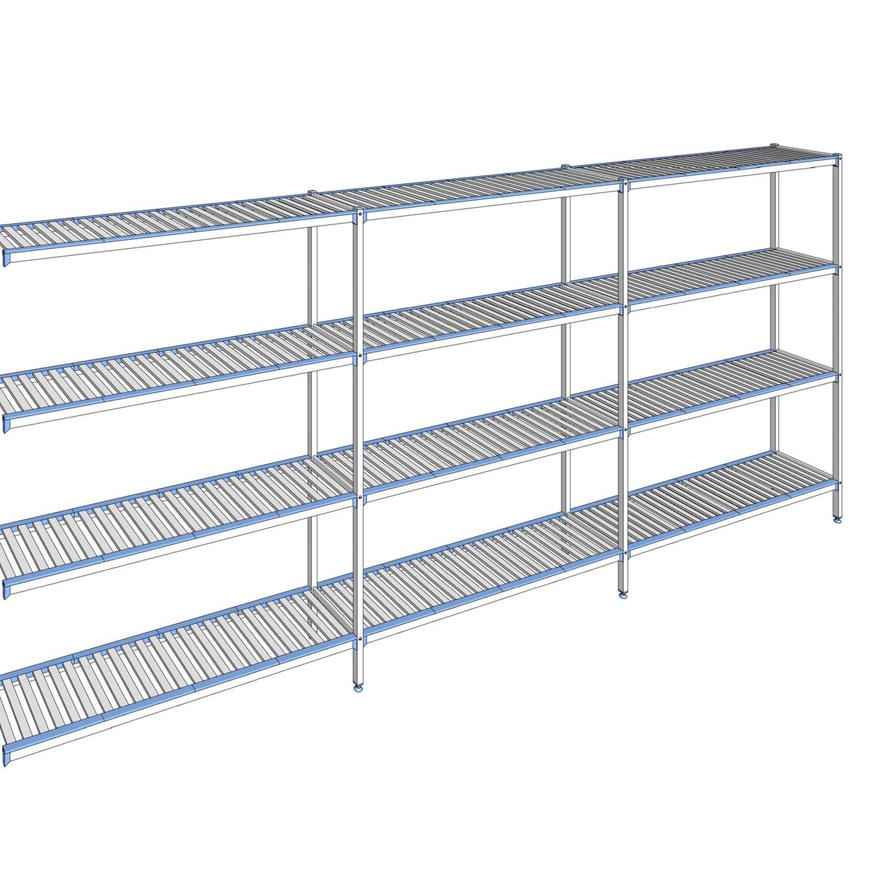Rayonnage à clayettes amovibles 4 niveaux aluminium 205 x 473.7 x 40 cm Tournus - ACJ4737