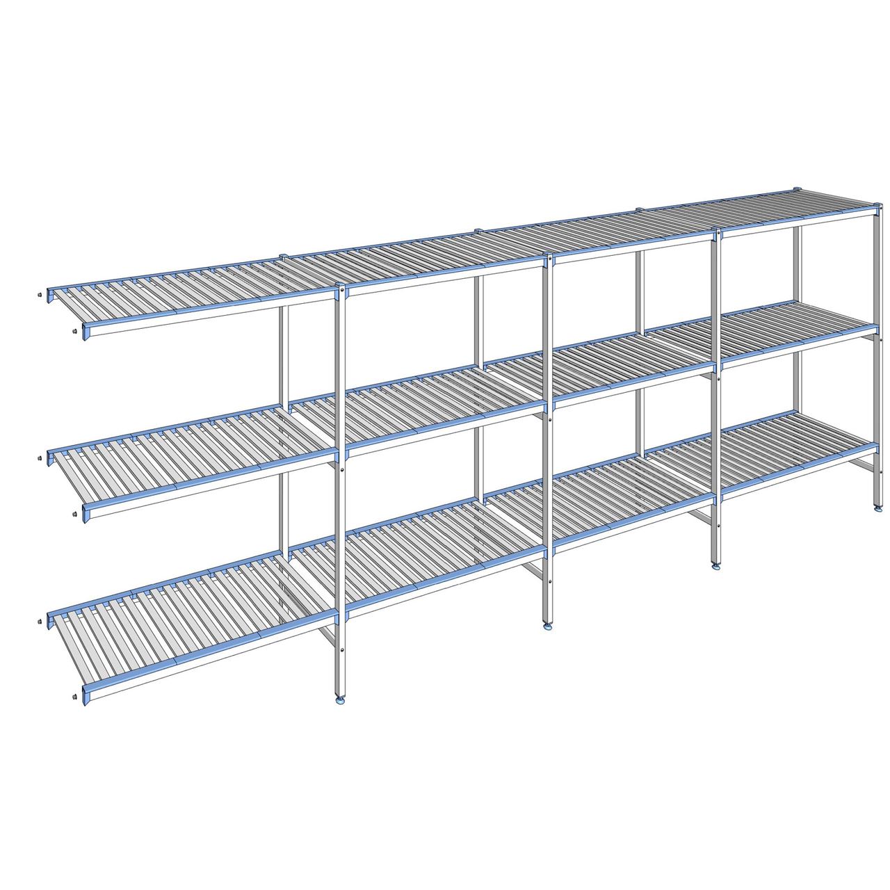 Rayonnage à clayettes amovibles 3 niveaux aluminium 175 x 477.3 x 50 cm Tournus - ACD4773