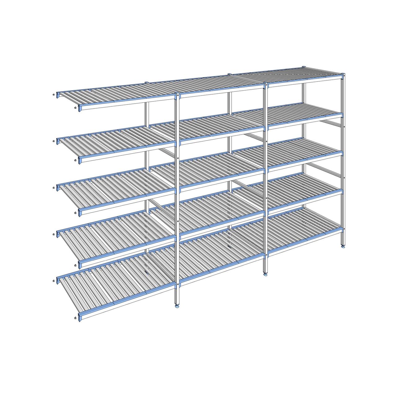 Rayonnage à clayettes amovibles 5 niveaux aluminium 205 x 343.1 x 56 cm Tournus - ACQ3431