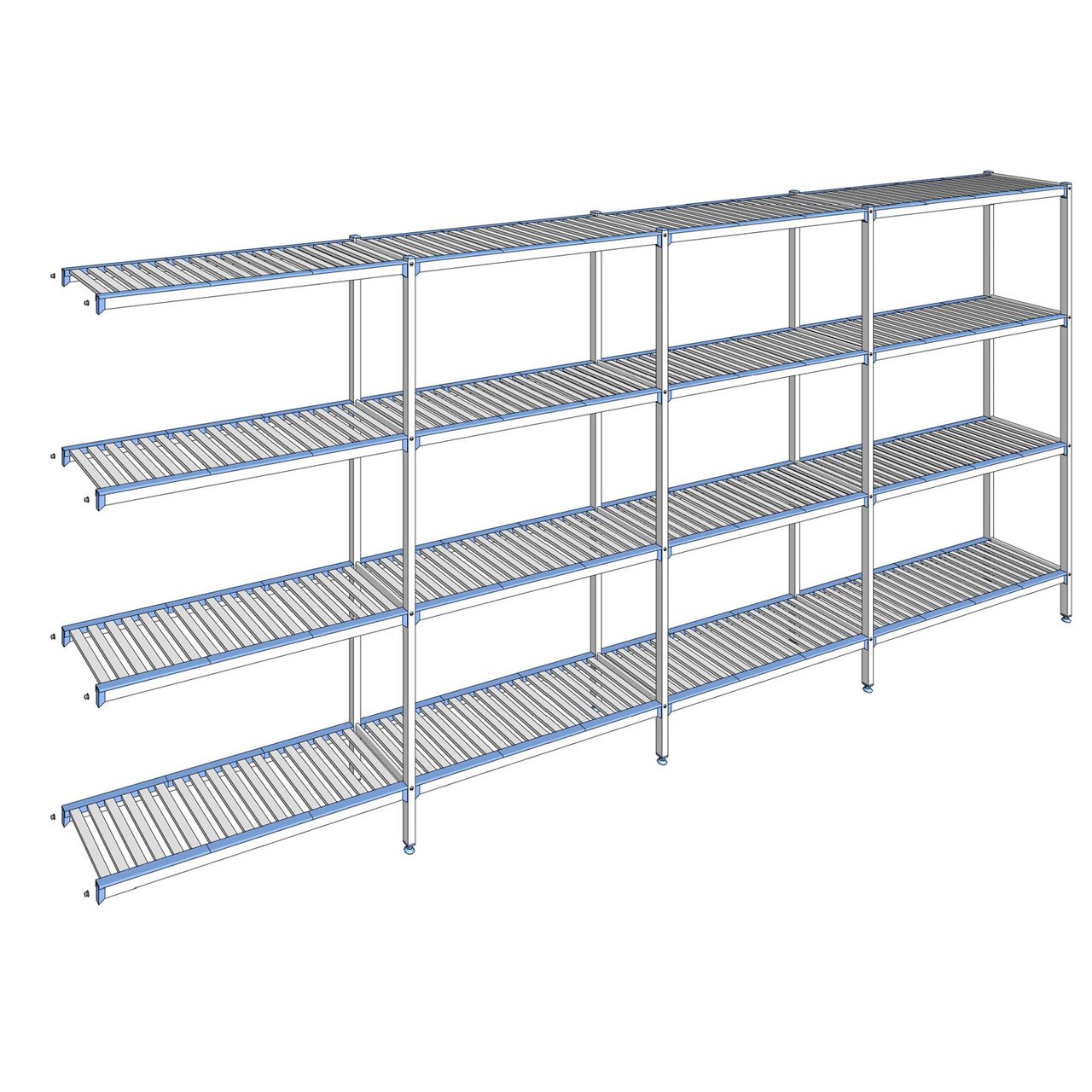 Rayonnage à clayettes amovibles 4 niveaux aluminium 205 x 477.3 x 40 cm Tournus - ACJ4773