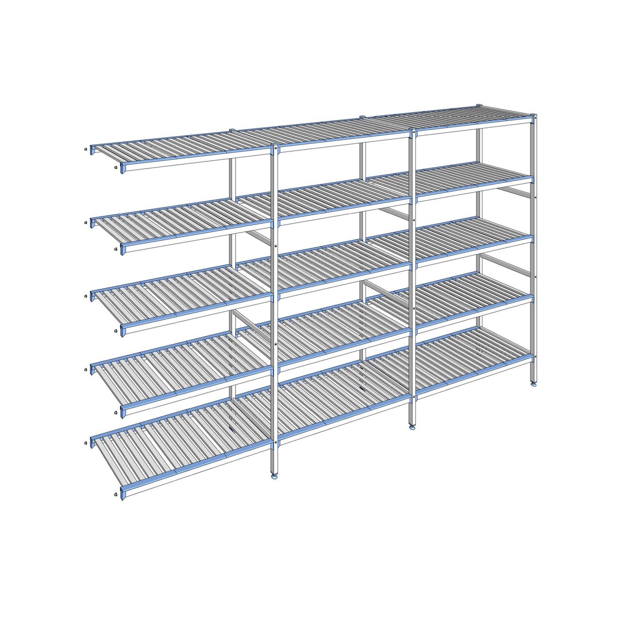 Rayonnage à clayettes amovibles 5 niveaux aluminium 205 x 343.1 x 50 cm Tournus - ACN3431