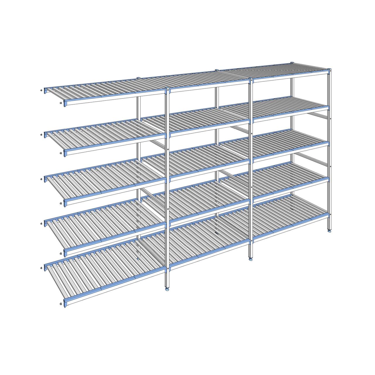 Rayonnage à clayettes amovibles 5 niveaux aluminium 205 x 363.3 x 56 cm Tournus - ACQ3633