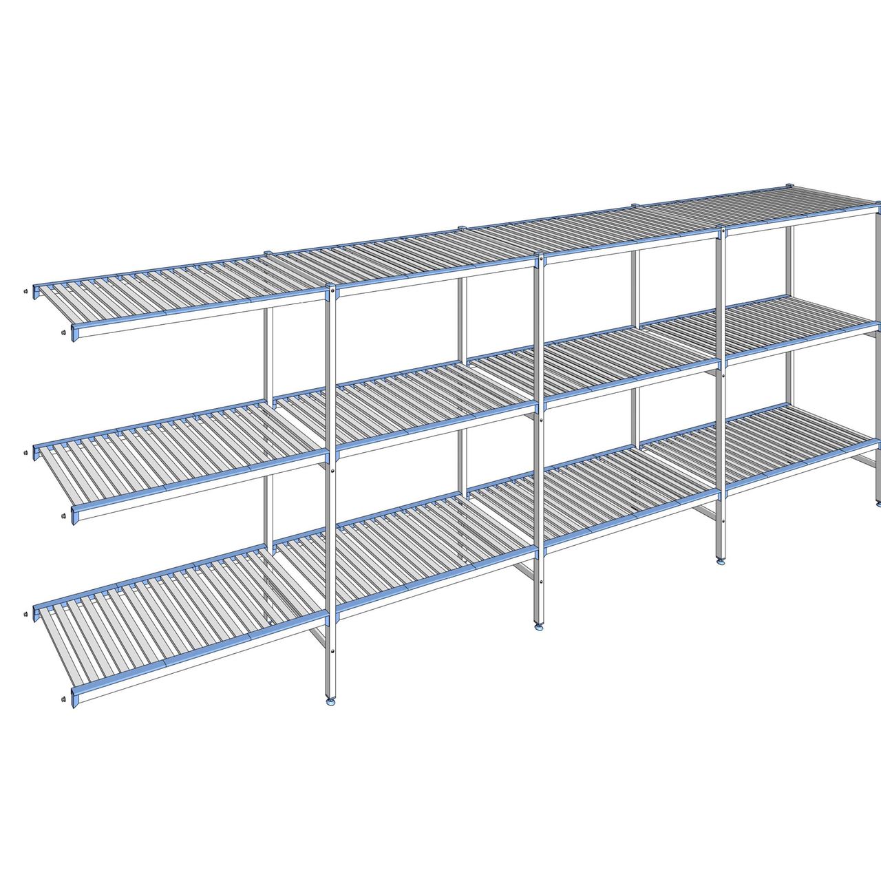 Rayonnage à clayettes amovibles 3 niveaux aluminium 175 x 487.3 x 56 cm Tournus - ACG4873