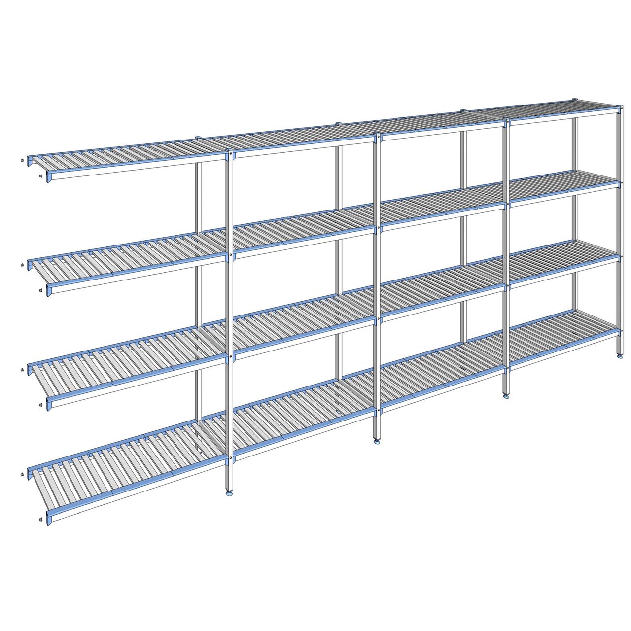 Rayonnage à clayettes amovibles 4 niveaux aluminium 205 x 487.3 x 40 cm Tournus - ACJ4873