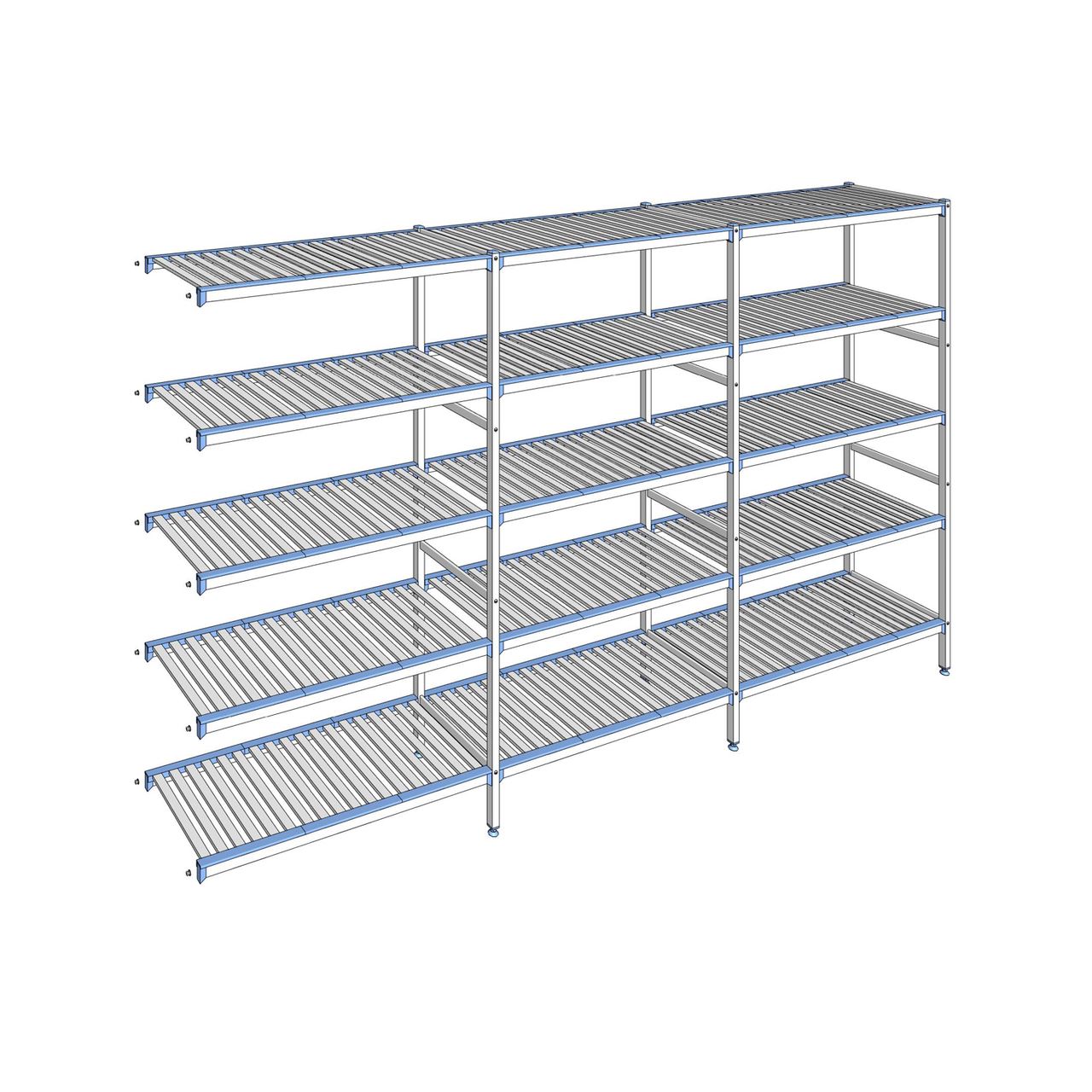 Rayonnage à clayettes amovibles 5 niveaux aluminium 205 x 353.1 x 50 cm Tournus - ACN3531