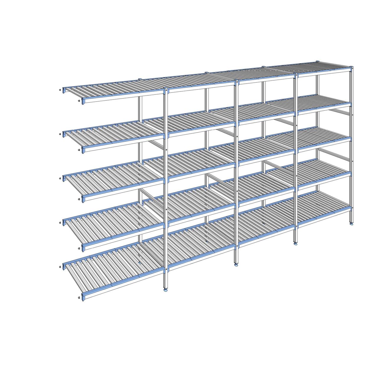 Rayonnage à clayettes amovibles 5 niveaux aluminium 205 x 387.1 x 50 cm Tournus - ACN3871