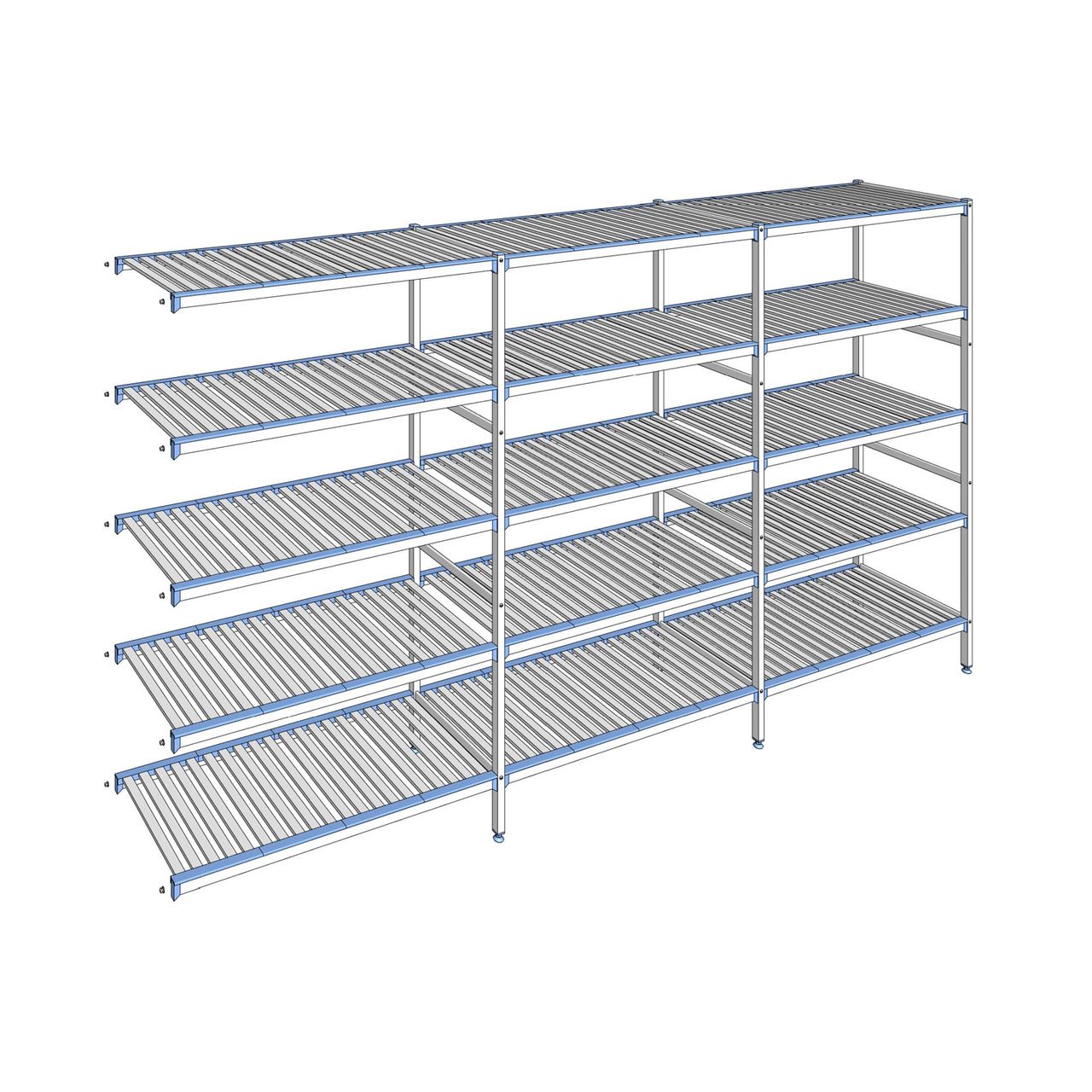 Rayonnage à clayettes amovibles 5 niveaux aluminium 205 x 373.1 x 56 cm Tournus - ACQ3731