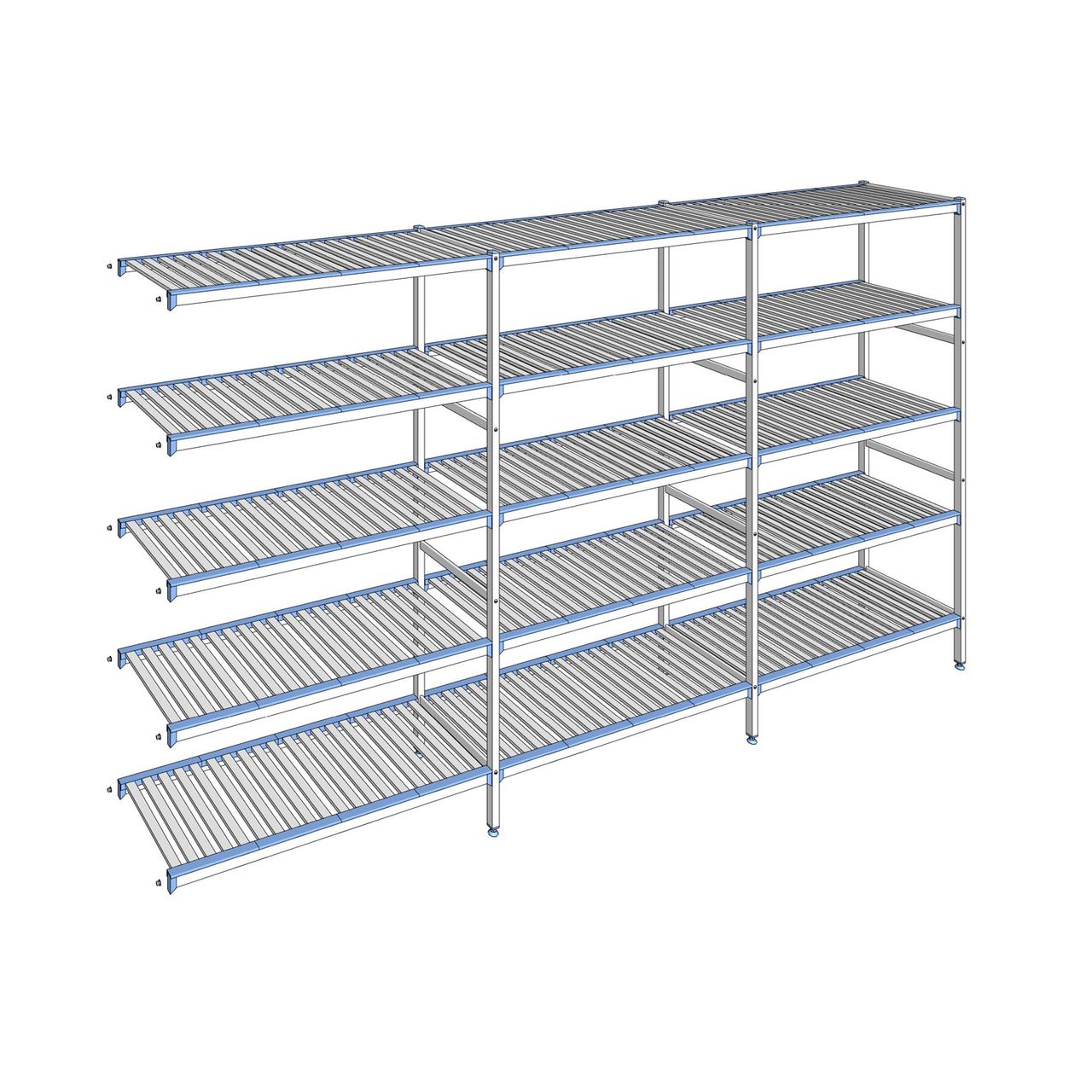 Rayonnage à clayettes amovibles 5 niveaux aluminium 205 x 373.1 x 50 cm Tournus - ACN3731