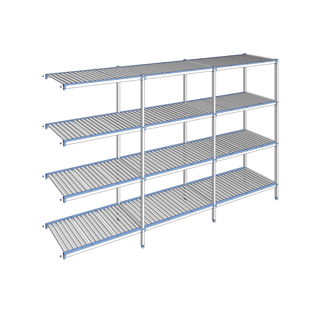 Rayonnage à clayettes amovibles 4 niveaux aluminium 205 x 343.1 x 56 cm Tournus - ACP3431