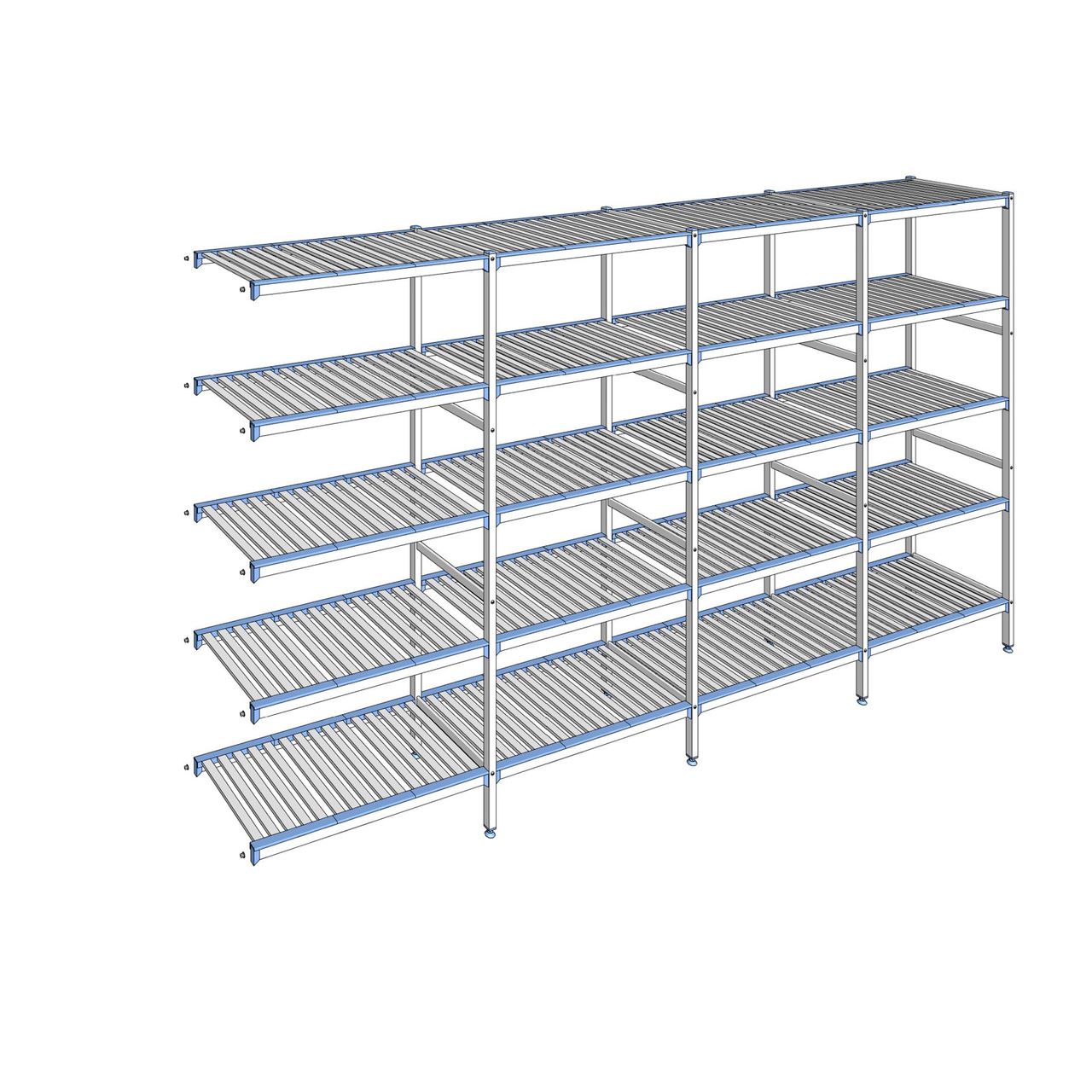 Rayonnage à clayettes amovibles 5 niveaux aluminium 205 x 377.1 x 50 cm Tournus - ACN3771