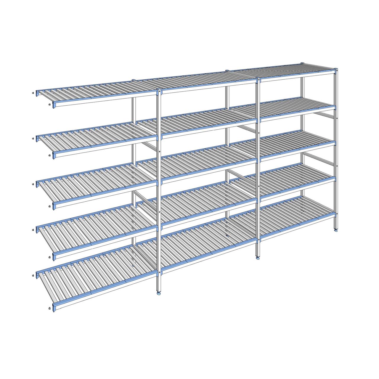 Rayonnage à clayettes amovibles 5 niveaux aluminium 205 x 383.5 x 50 cm Tournus - ACN3835