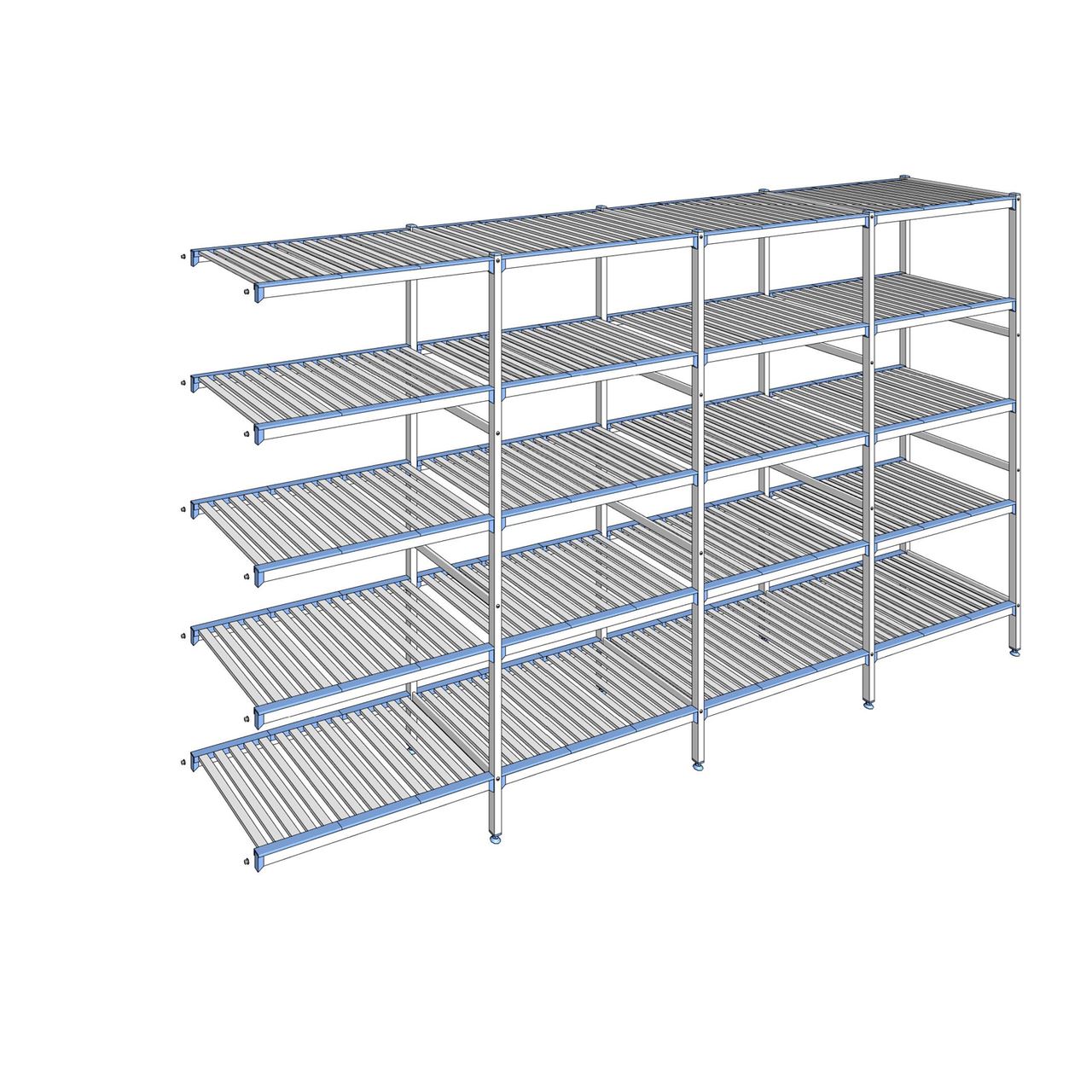 Rayonnage à clayettes amovibles 5 niveaux aluminium 205 x 377.1 x 56 cm Tournus - ACQ3771