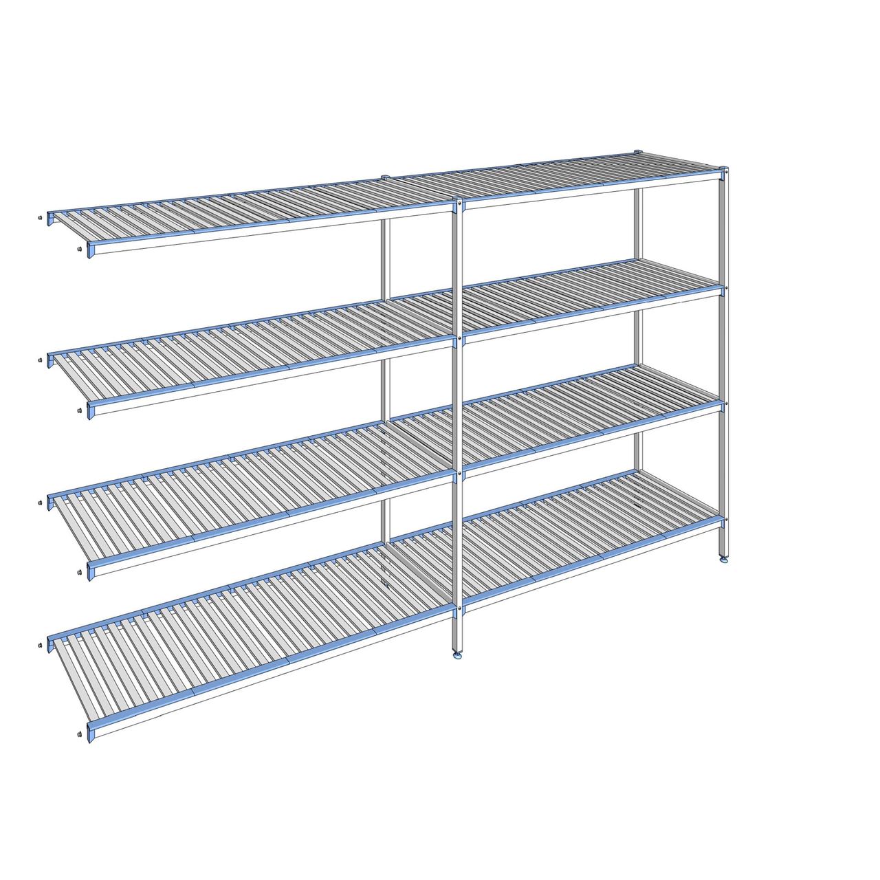 Rayonnage à clayettes amovibles 4 niveaux aluminium 205 x 349.9 x 56 cm Tournus - ACP3499