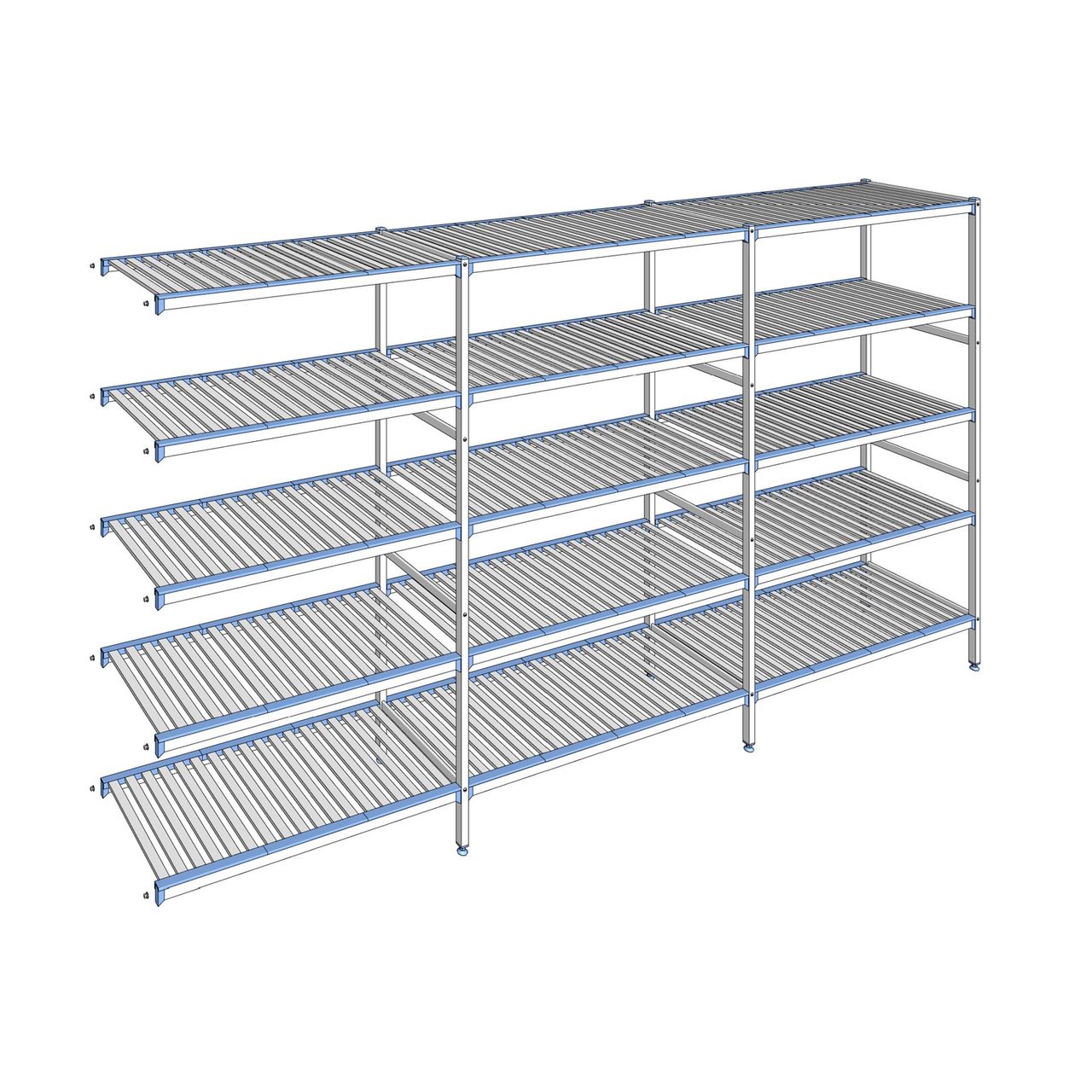 Rayonnage à clayettes amovibles 5 niveaux aluminium 205 x 383.5 x 56 cm Tournus - ACQ3835