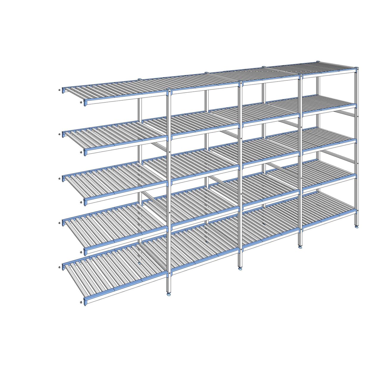 Rayonnage à clayettes amovibles 5 niveaux aluminium 205 x 387.1 x 56 cm Tournus - ACQ3871