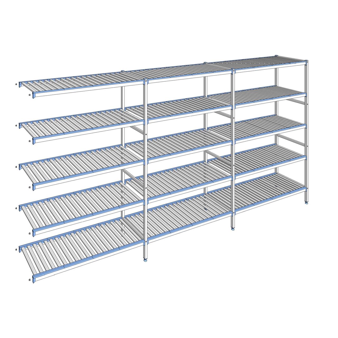 Rayonnage à clayettes amovibles 5 niveaux aluminium 205 x 413.7 x 50 cm Tournus - ACN4137