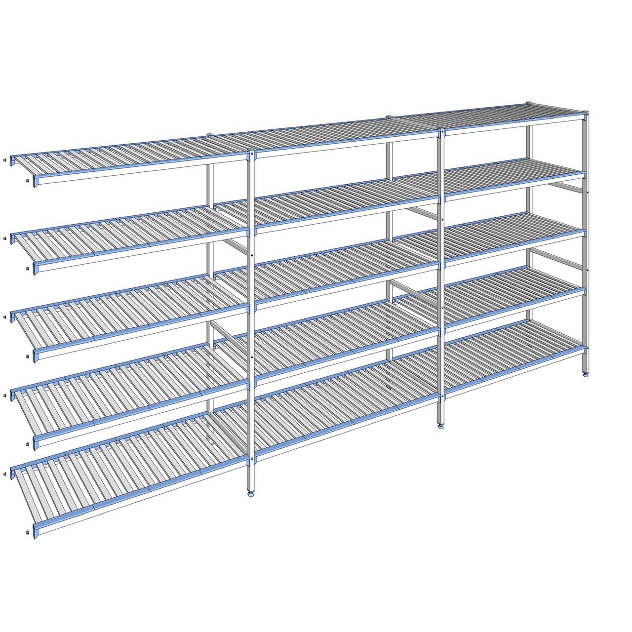 Rayonnage à clayettes amovibles 5 niveaux aluminium 205 x 443.7 x 50 cm Tournus - ACN4437