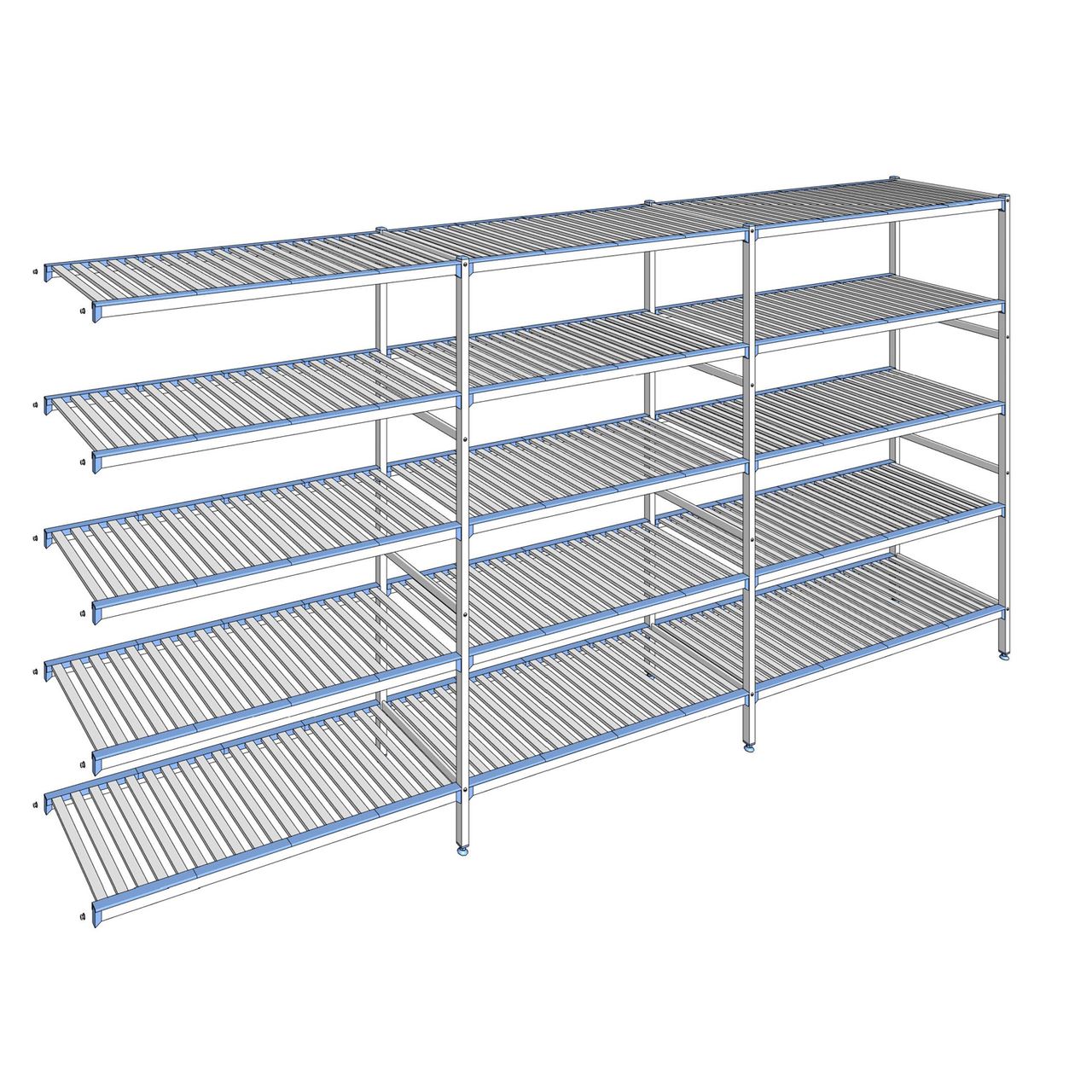 Rayonnage à clayettes amovibles 5 niveaux aluminium 205 x 423.7 x 56 cm Tournus - ACQ4237