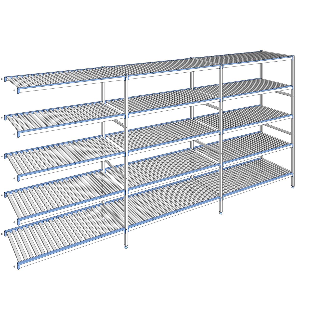 Rayonnage à clayettes amovibles 5 niveaux aluminium 205 x 443.7 x 56 cm Tournus - ACQ4437