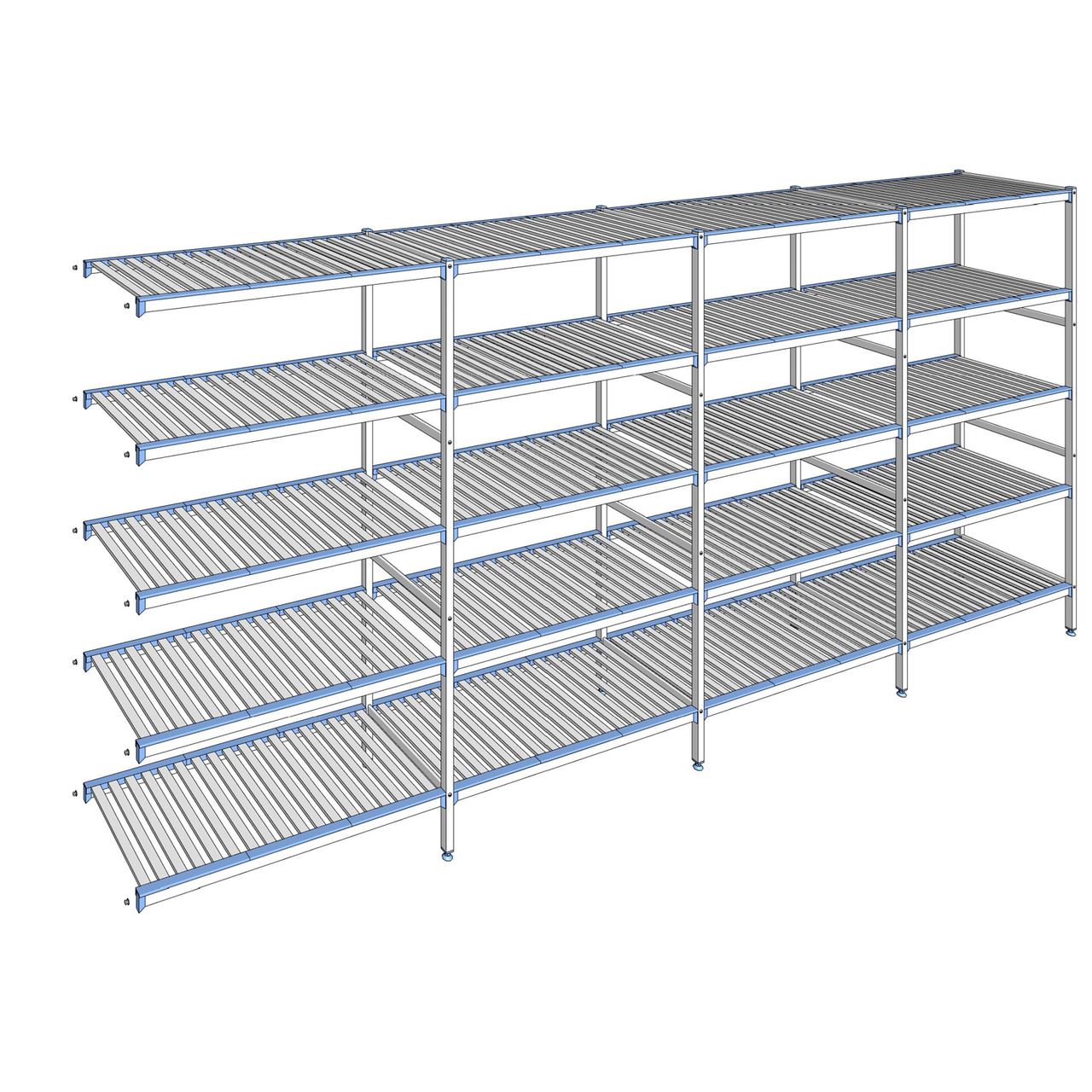 Rayonnage à clayettes amovibles 5 niveaux aluminium 205 x 457.1 x 56 cm Tournus - ACQ4571