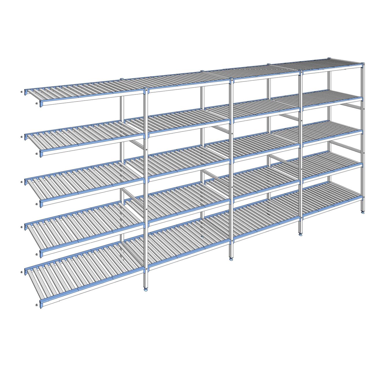 Rayonnage à clayettes amovibles 5 niveaux aluminium 205 x 467.1 x 50 cm Tournus - ACN4671