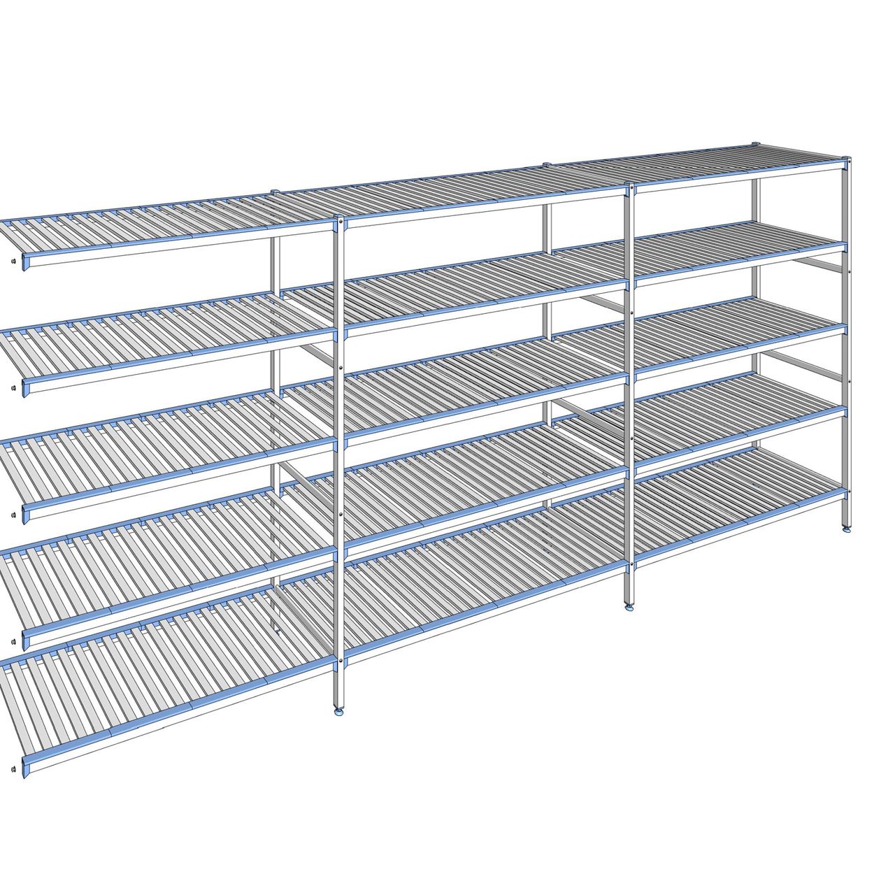 Rayonnage à clayettes amovibles 5 niveaux aluminium 205 x 463.7 x 56 cm Tournus - ACQ4637