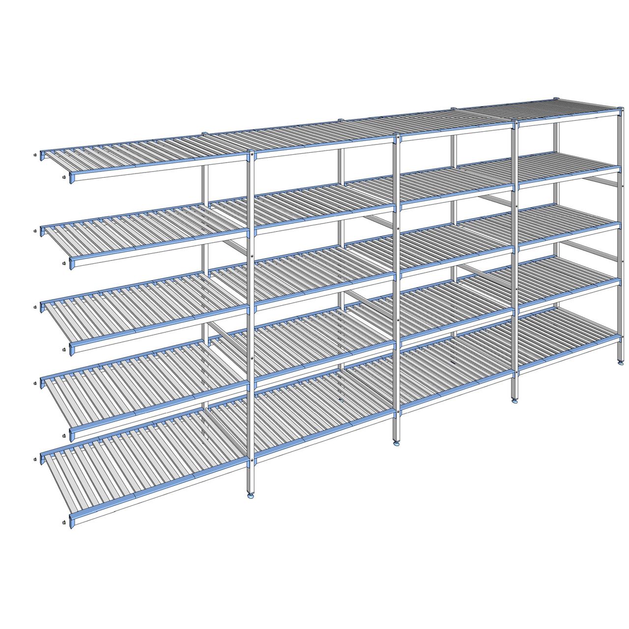Rayonnage à clayettes amovibles 5 niveaux aluminium 205 x 467.1 x 56 cm Tournus - ACQ4671