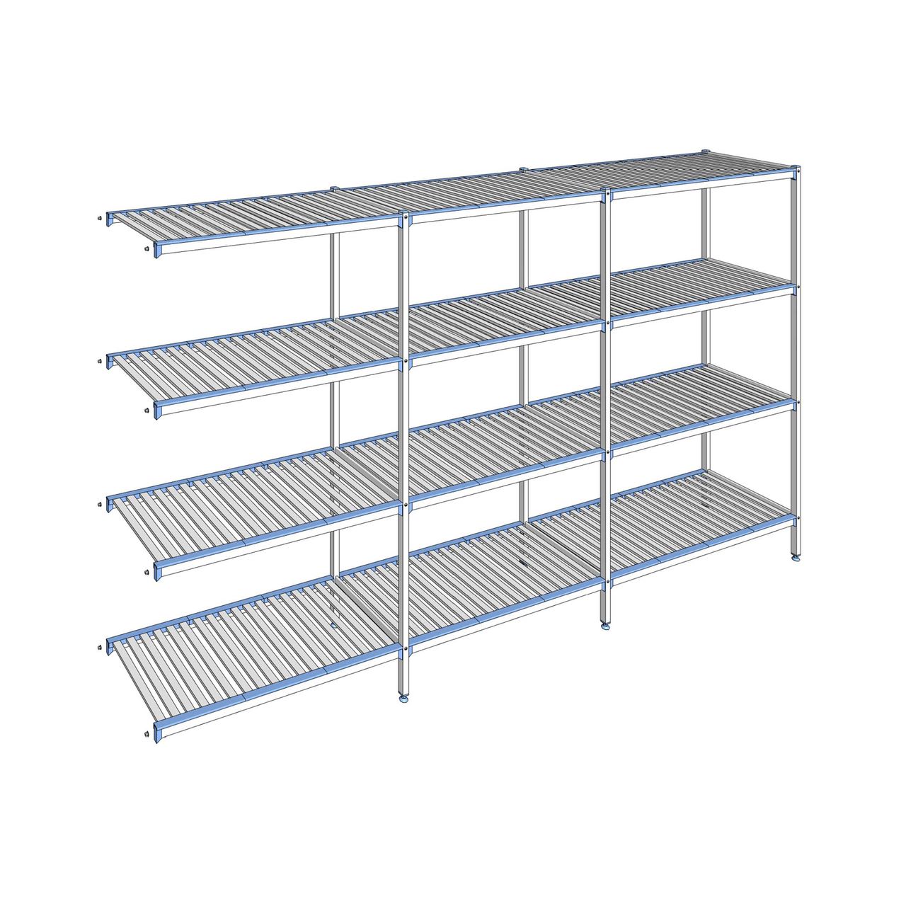 Rayonnage à clayettes amovibles 4 niveaux aluminium 205 x 363.3 x 56 cm Tournus - ACP3633