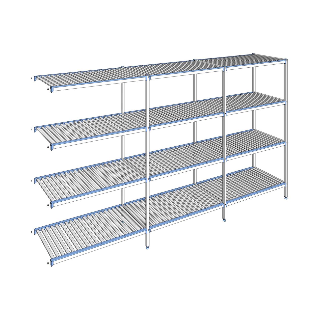 Rayonnage à clayettes amovibles 4 niveaux aluminium 205 x 373.1 x 56 cm Tournus - ACP3731