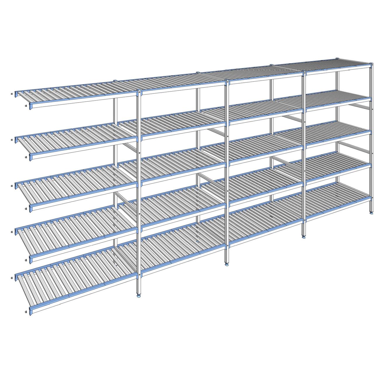 Rayonnage à clayettes amovibles 5 niveaux aluminium 205 x 487.3 x 50 cm Tournus - ACN4873