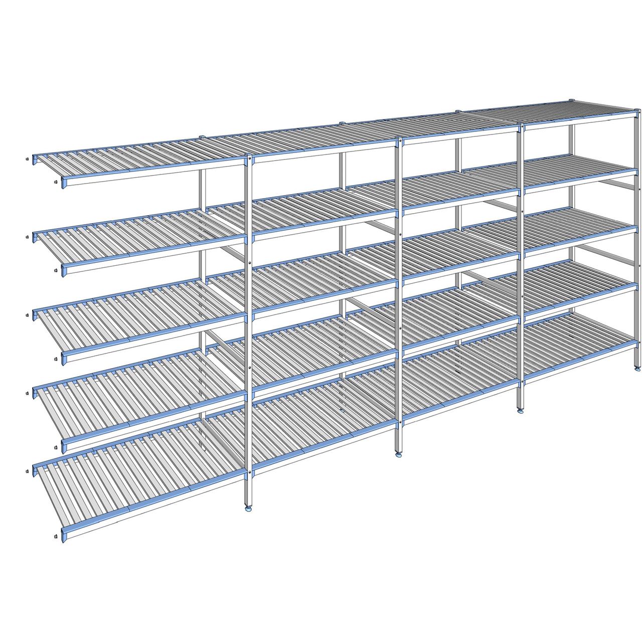 Rayonnage à clayettes amovibles 5 niveaux aluminium 205 x 477.3 x 56 cm Tournus - ACQ4773