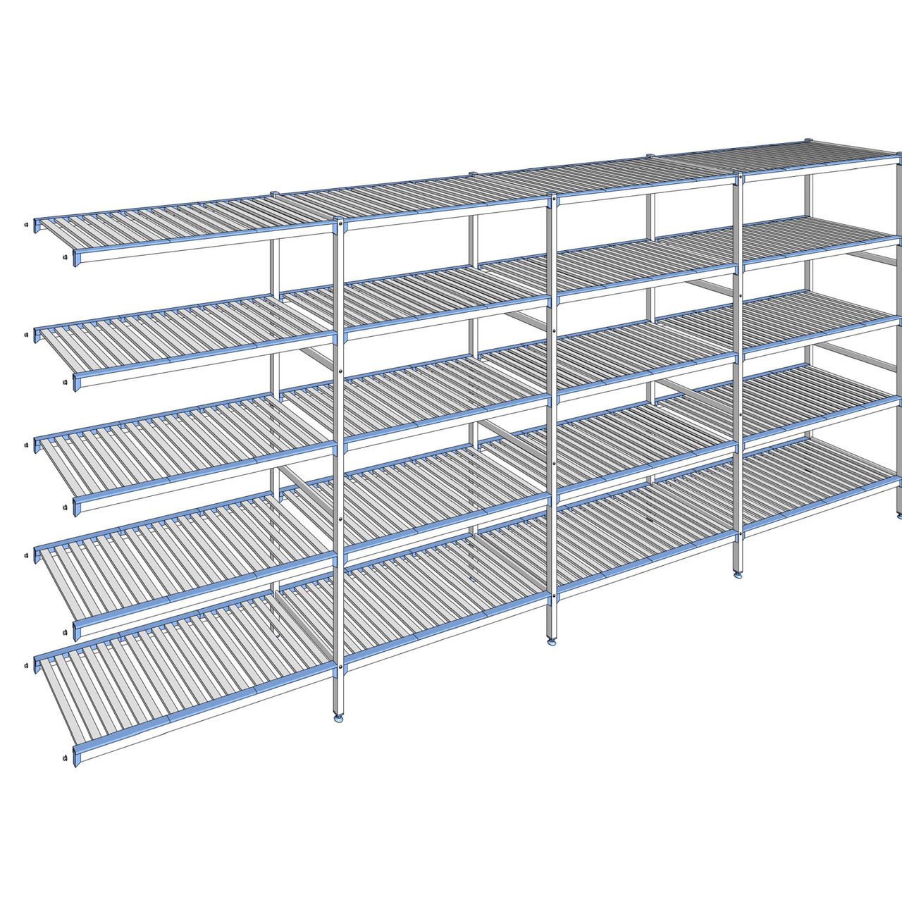 Rayonnage à clayettes amovibles 5 niveaux aluminium 205 x 487.3 x 56 cm Tournus - ACQ4873