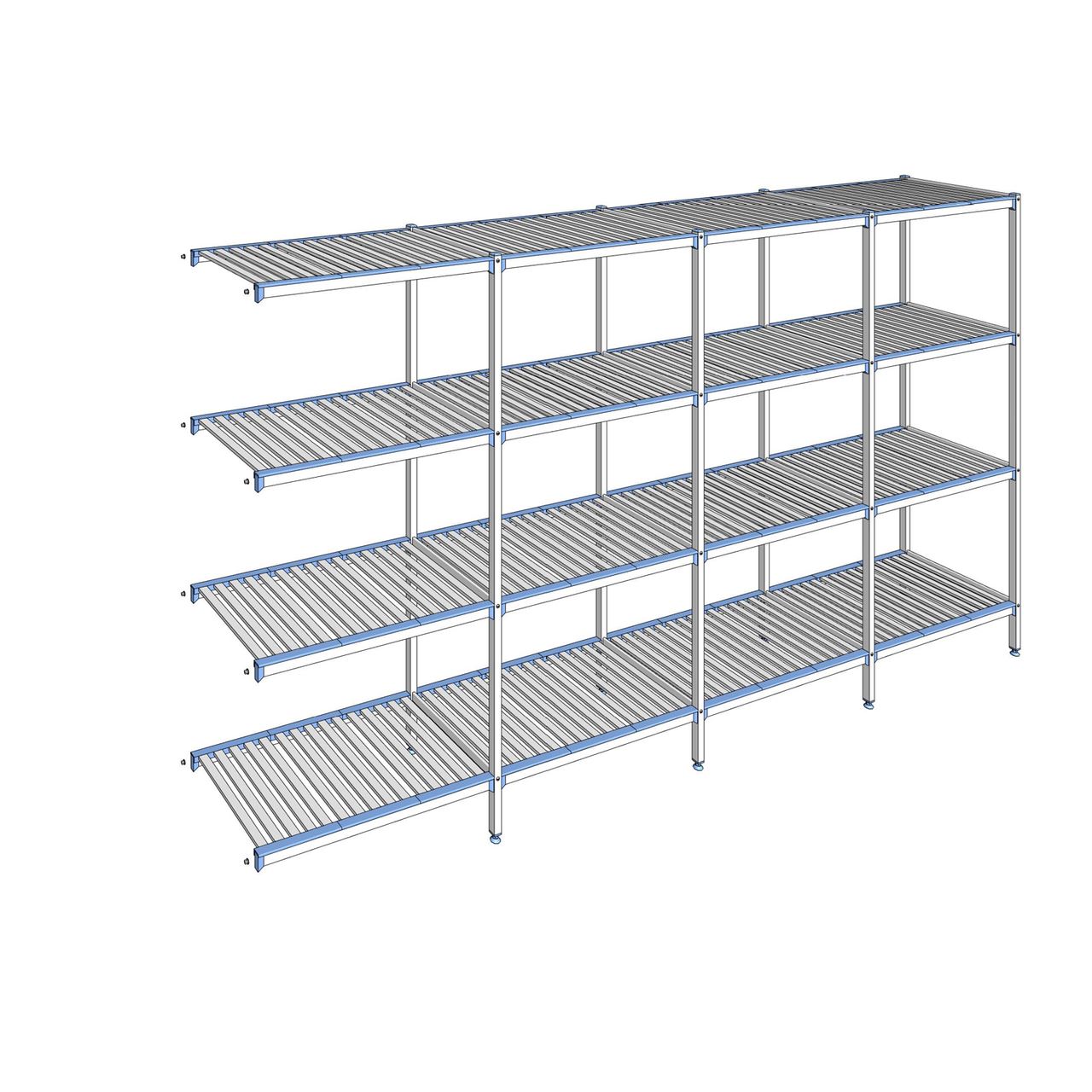 Rayonnage à clayettes amovibles 4 niveaux aluminium 205 x 377.1 x 56 cm Tournus - ACP3771