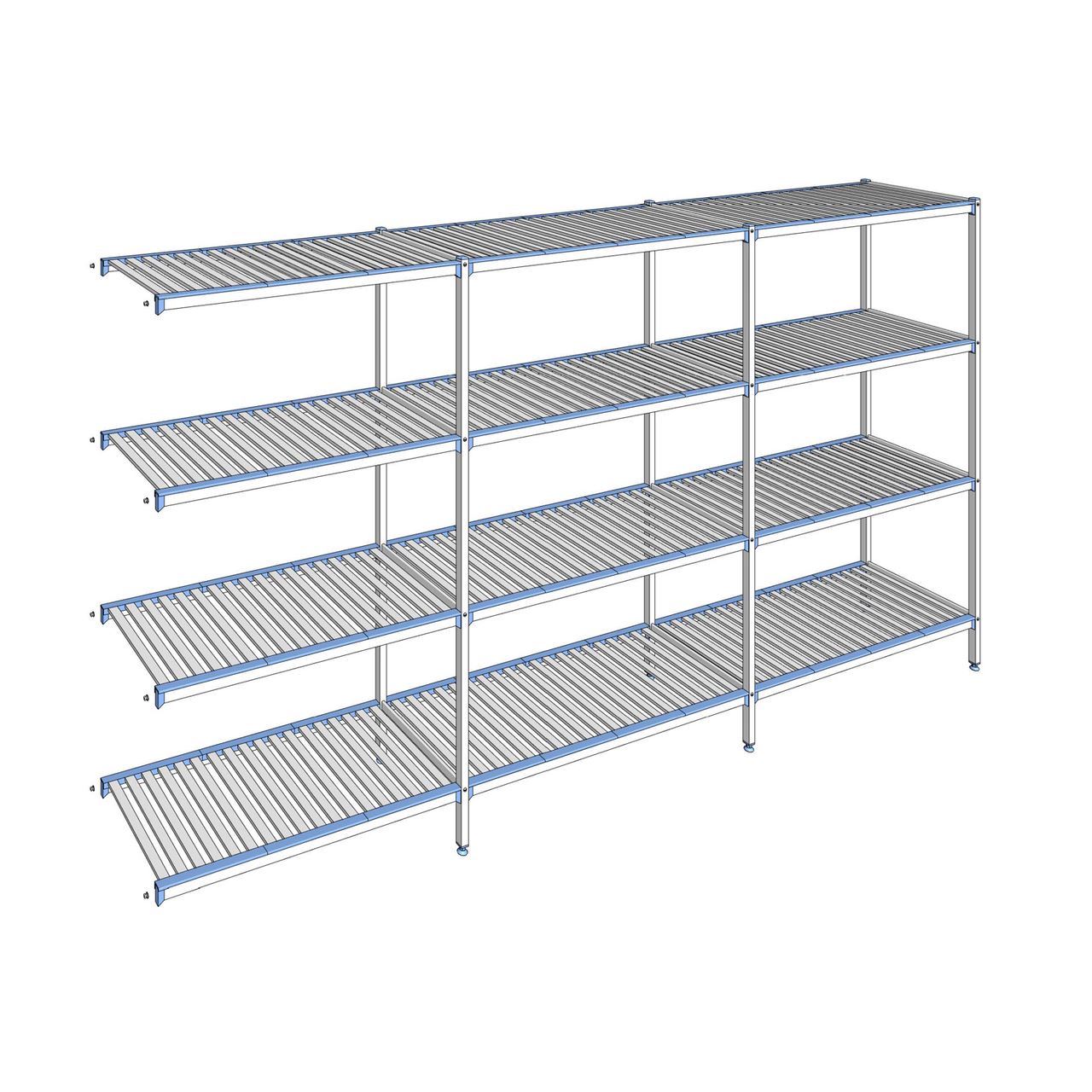 Rayonnage à clayettes amovibles 4 niveaux aluminium 205 x 383.5 x 56 cm Tournus - ACP3835