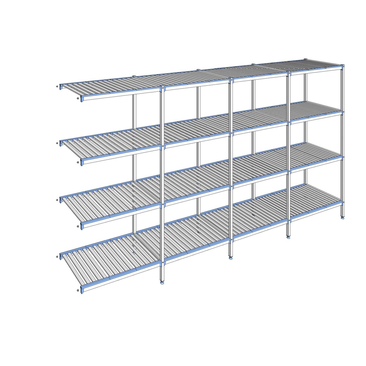 Rayonnage à clayettes amovibles 4 niveaux aluminium 205 x 387.1 x 56 cm Tournus - ACP3871