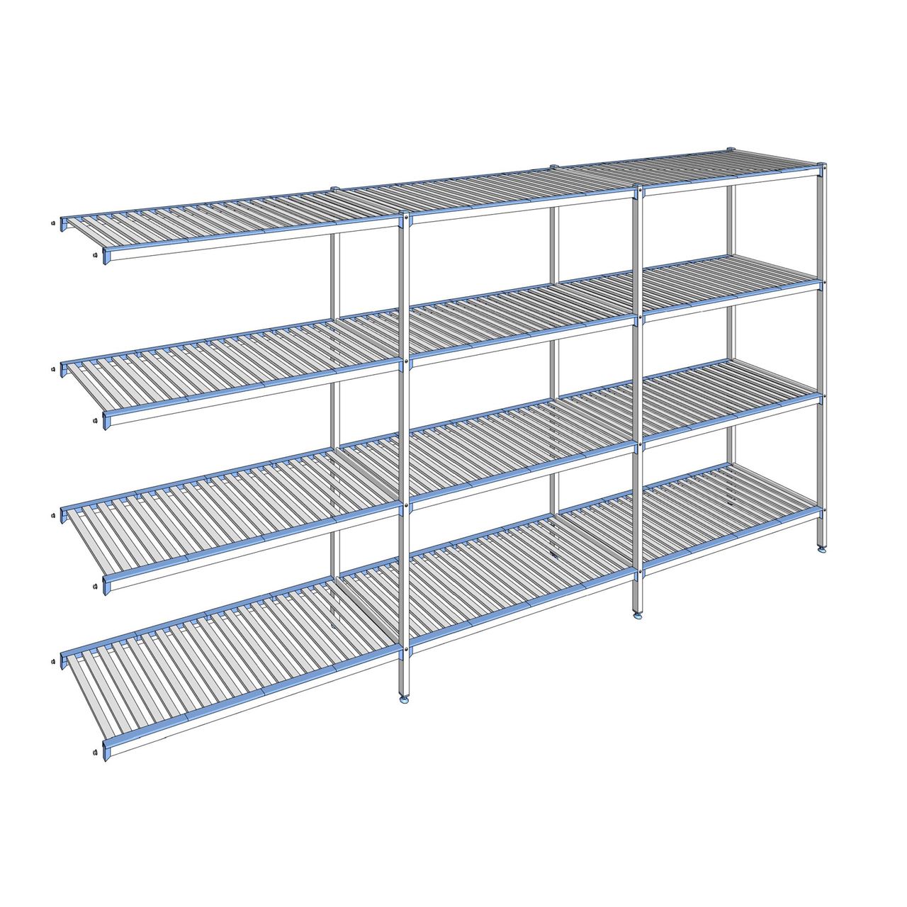Rayonnage à clayettes amovibles 4 niveaux aluminium 205 x 403.7 x 56 cm Tournus - ACP4037