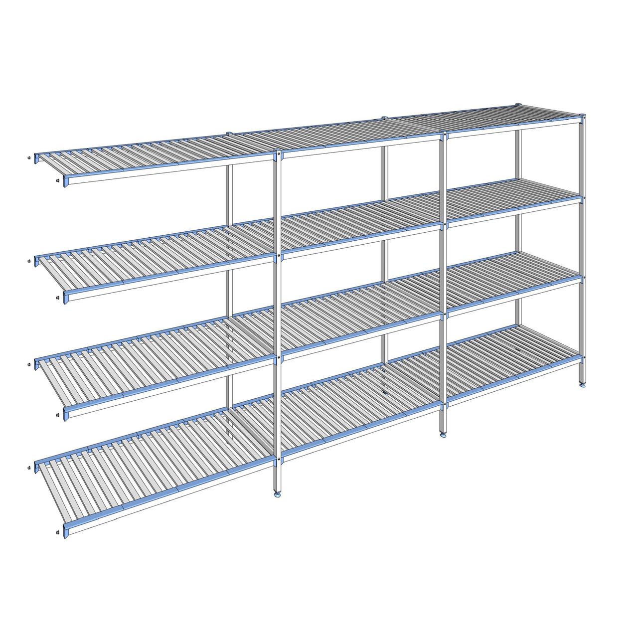 Rayonnage à clayettes amovibles 4 niveaux aluminium 205 x 413.7 x 56 cm Tournus - ACP4137