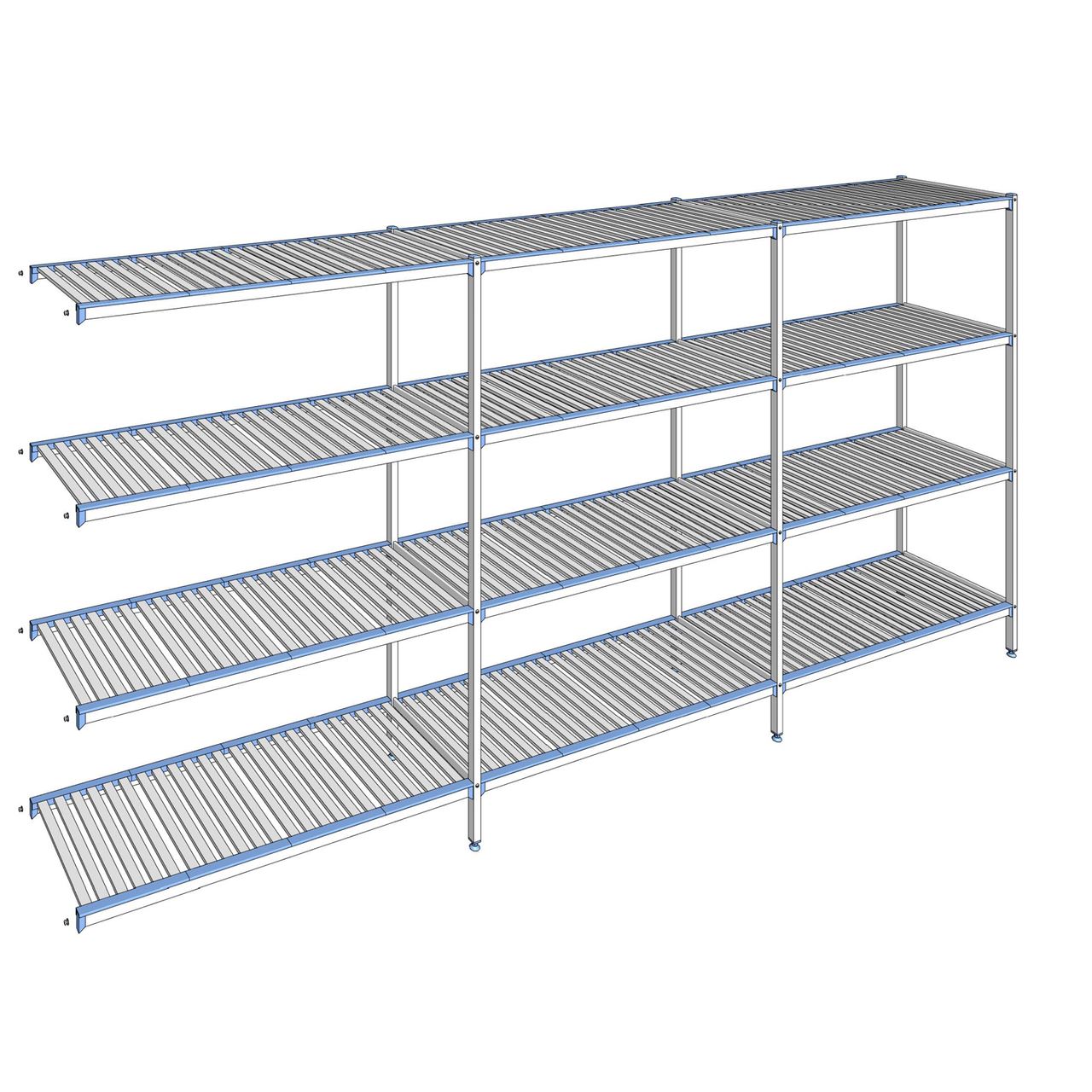 Rayonnage à clayettes amovibles 4 niveaux aluminium 205 x 433.7 x 56 cm Tournus - ACP4337