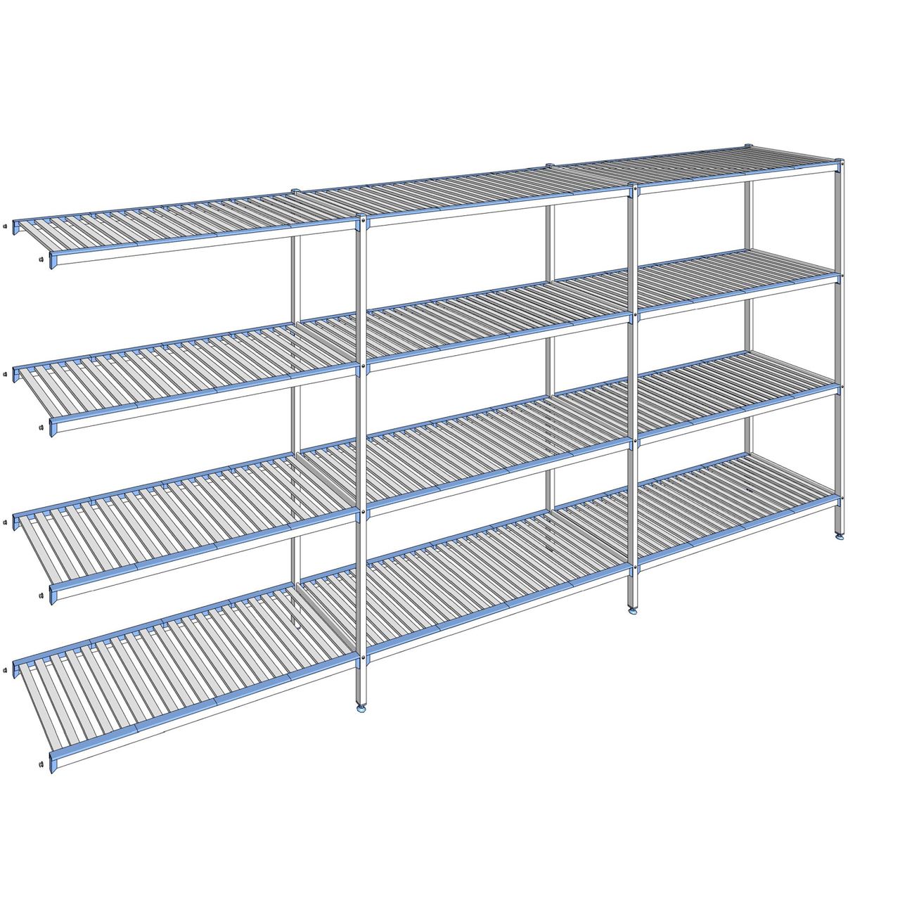 Rayonnage à clayettes amovibles 4 niveaux aluminium 205 x 443.7 x 56 cm Tournus - ACP4437