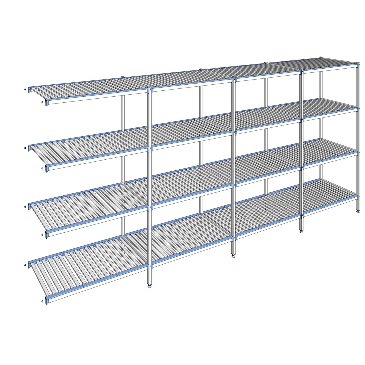 Rayonnage à clayettes amovibles 4 niveaux aluminium 205 x 457.1 x 56 cm Tournus - ACP4571