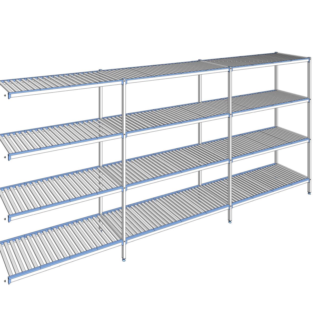 Rayonnage à clayettes amovibles 4 niveaux aluminium 205 x 463.7 x 56 cm Tournus - ACP4637