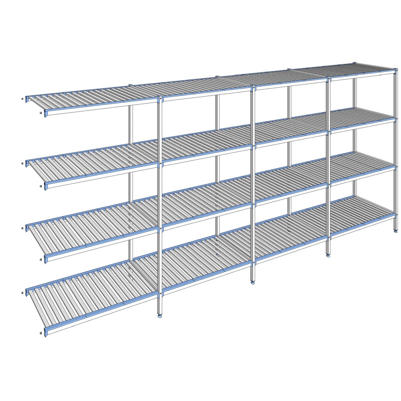 Rayonnage à clayettes amovibles 4 niveaux aluminium 205 x 467.1 x 56 cm Tournus - ACP4671