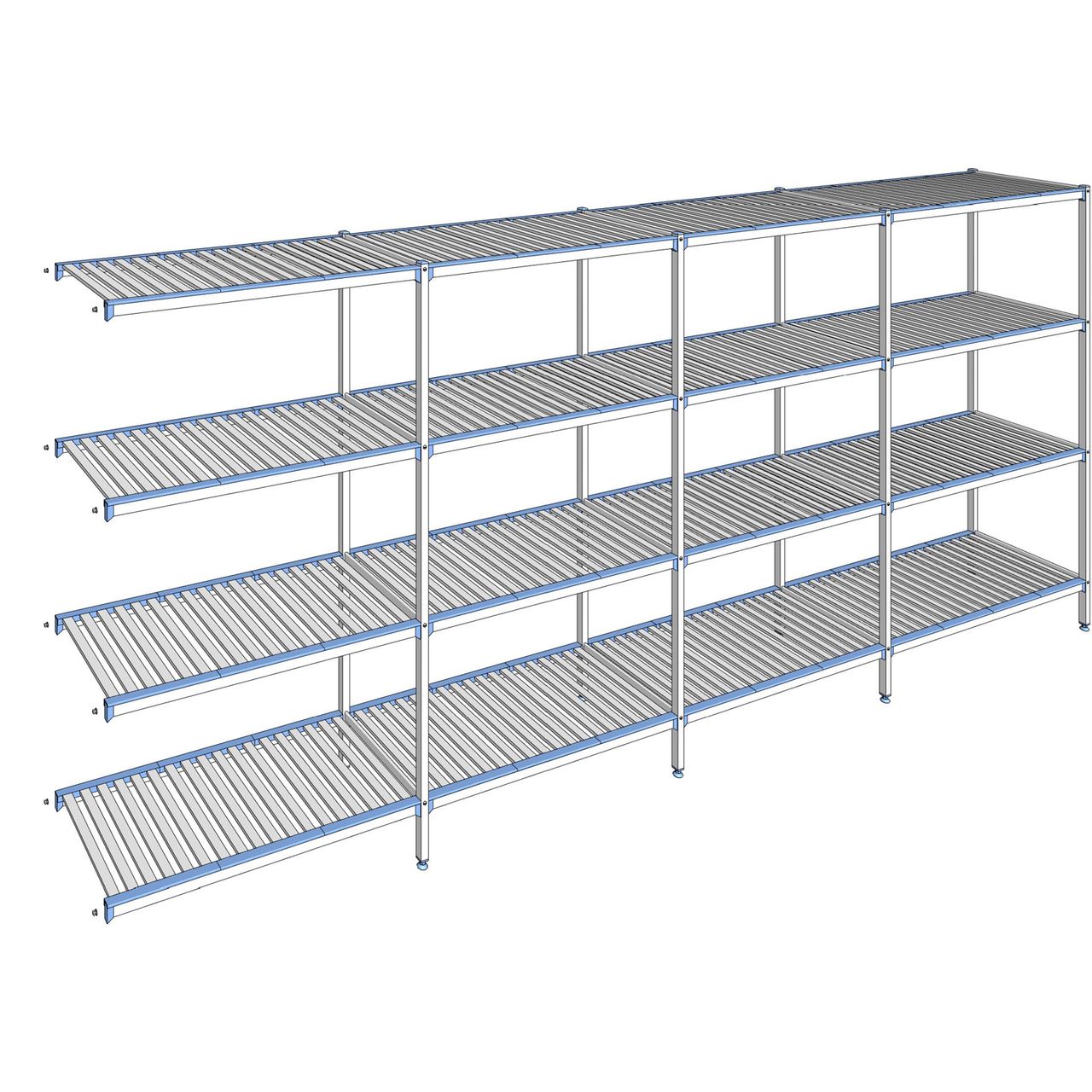 Rayonnage à clayettes amovibles 4 niveaux aluminium 205 x 477.3 x 56 cm Tournus - ACP4773