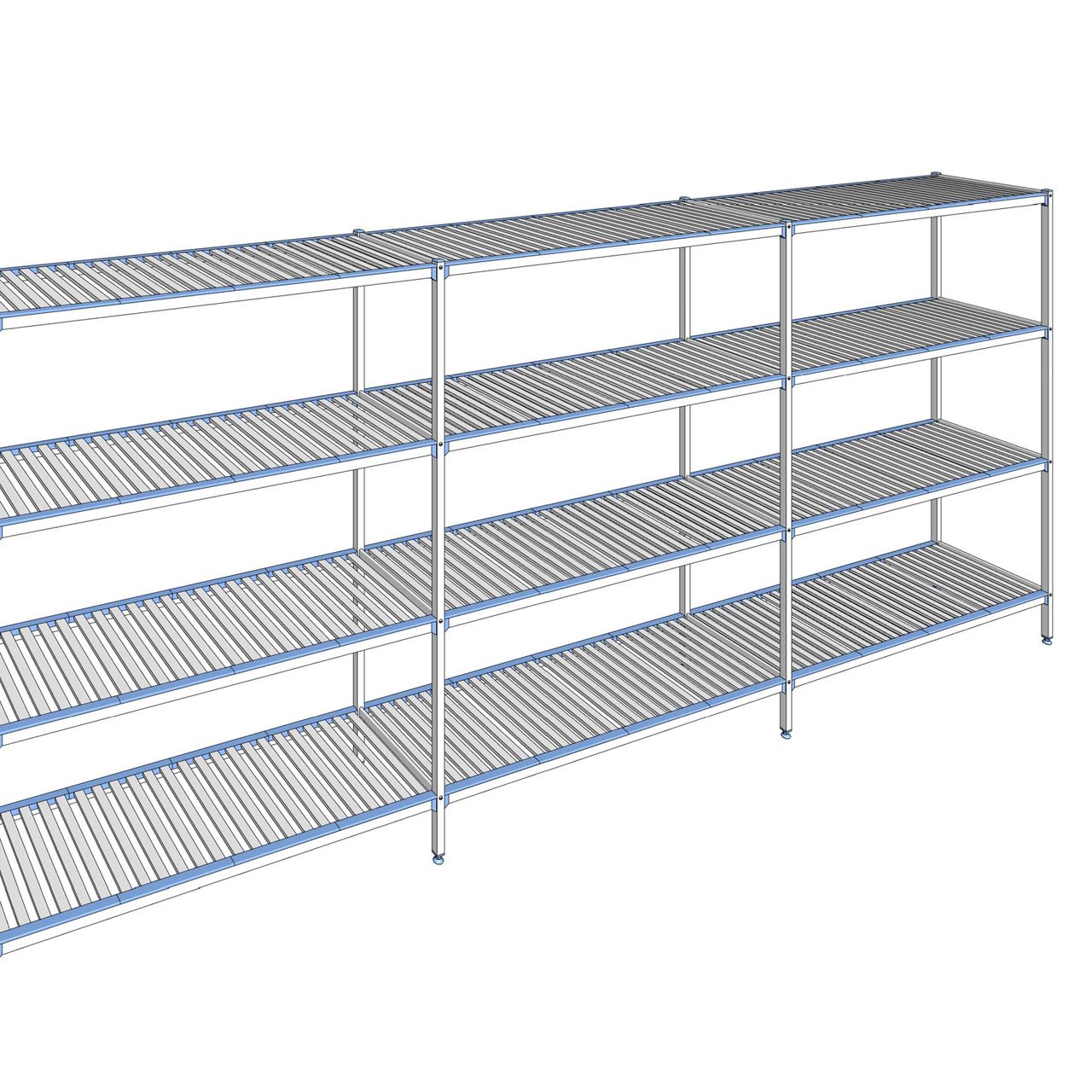 Rayonnage à clayettes amovibles 4 niveaux aluminium 205 x 483.7 x 56 cm Tournus - ACP4837