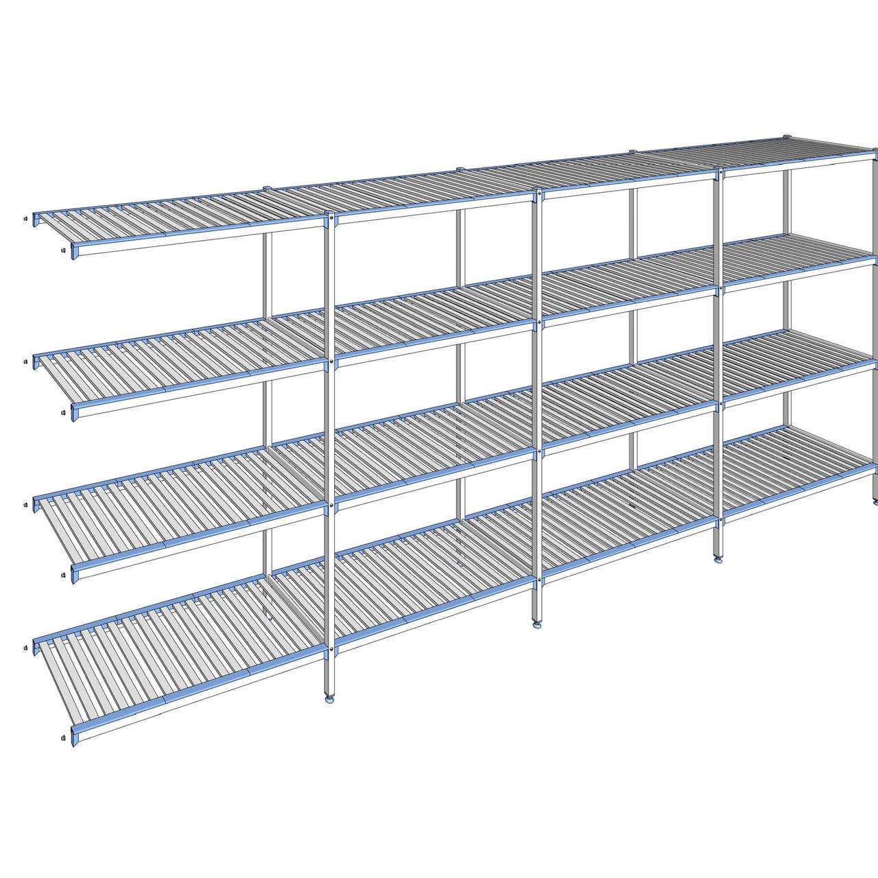 Rayonnage à clayettes amovibles 4 niveaux aluminium 205 x 487.3 x 56 cm Tournus - ACP4873