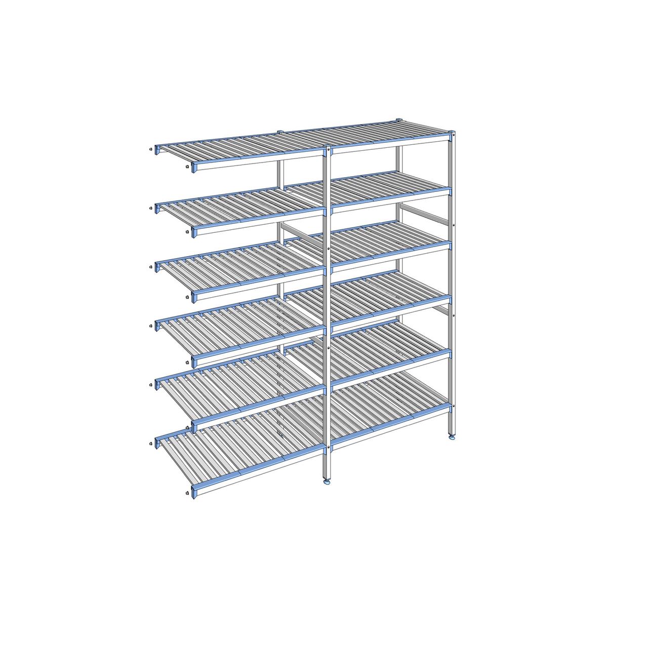 Rayonnage à clayettes amovibles 6 niveaux aluminium 205 x 199.1 x 50 cm Tournus - ACO1991
