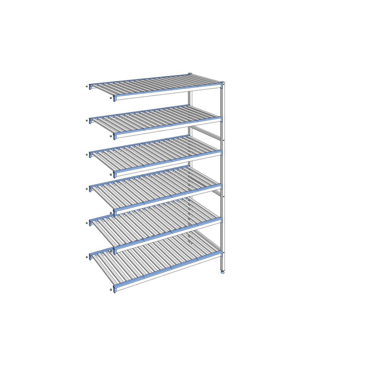 Rayonnage à clayettes amovibles 6 niveaux aluminium 205 x 135.3 x 56 cm Tournus - ACR1353