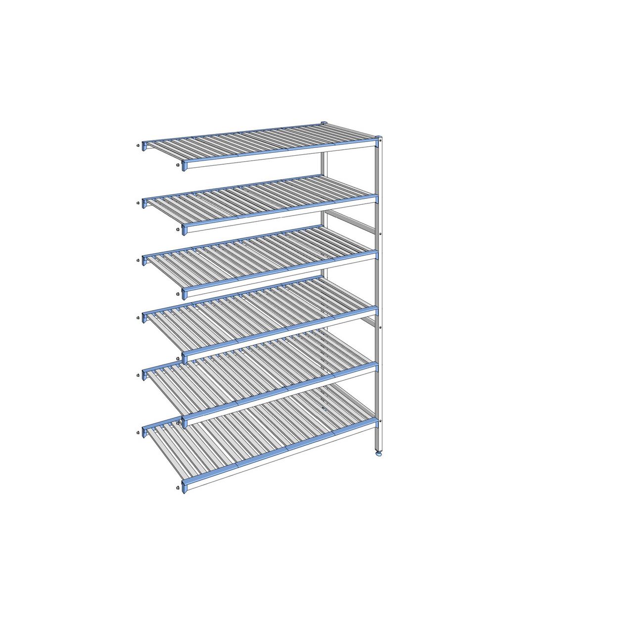 Rayonnage à clayettes amovibles 6 niveaux aluminium 205 x 145.3 x 56 cm Tournus - ACR1453