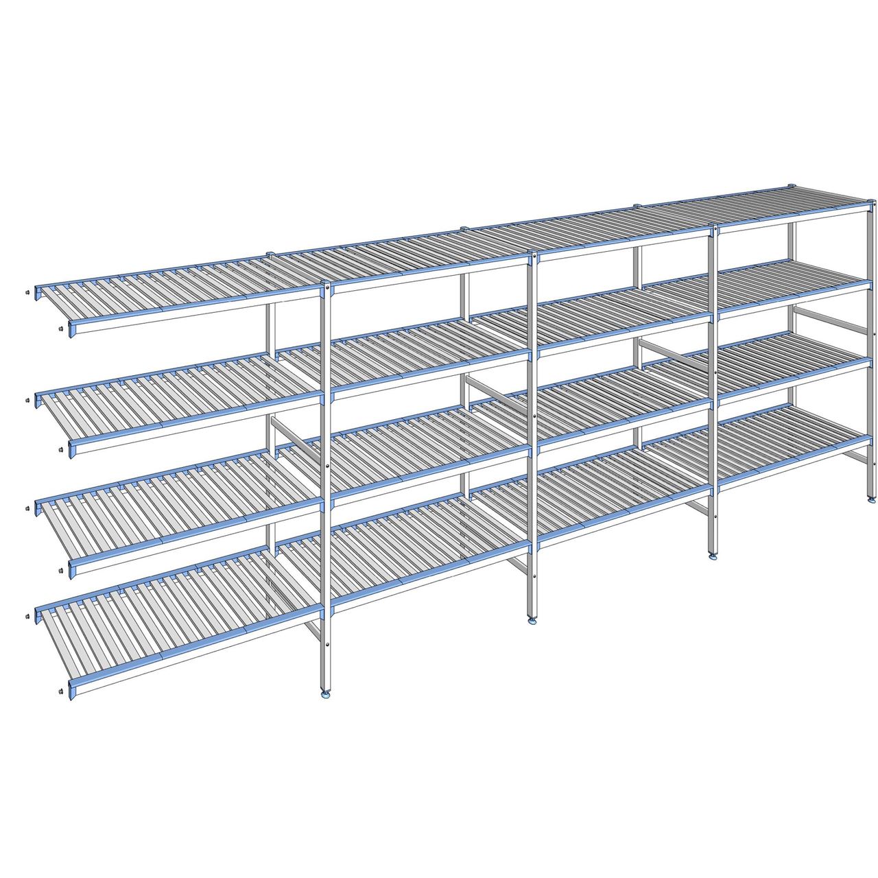 Rayonnage à clayettes amovibles 4 niveaux aluminium 175 x 487.3 x 50 cm Tournus - ACE4873