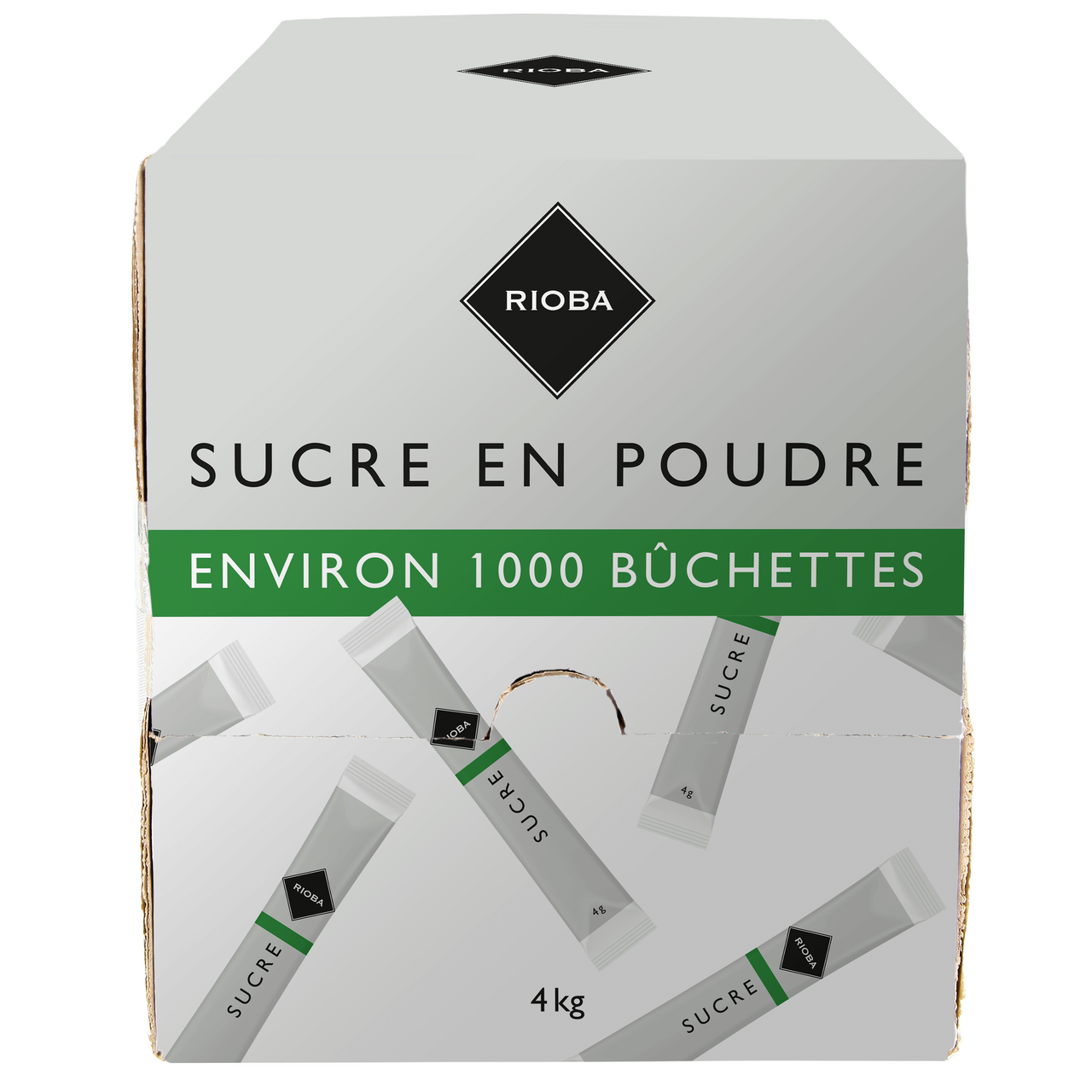 RIOBA Sucre en poudre bûchette 1 000 x 4 g soit boîte 4 kg